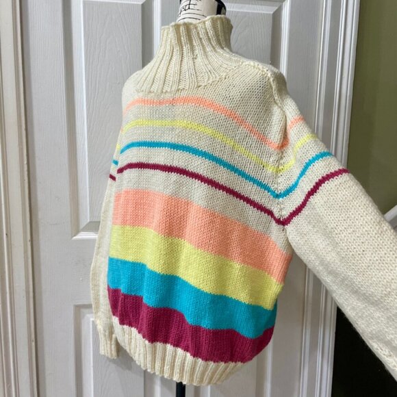 GRANNY SQUARE CHUNKY WOOL SWEATER COLOR POP SIZE MEDIUM - Picture 11 of 14